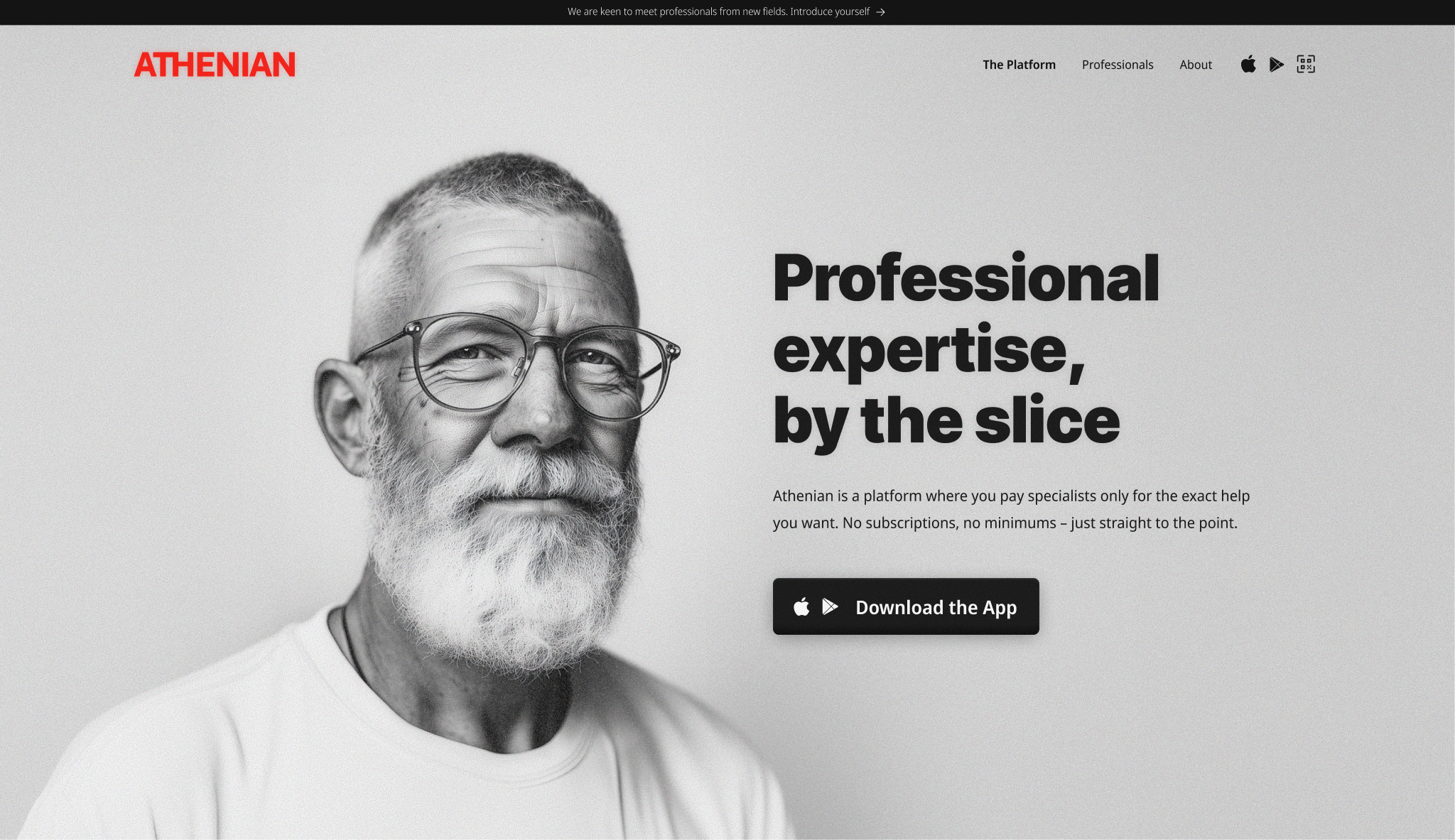 Athenian website — Professional expertise, by the slice