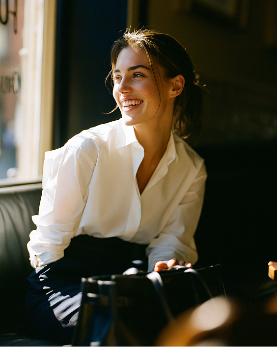 Luxury bag campaign — café candid