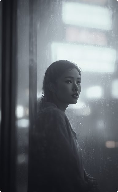 A portrait used as a hero image reference — atmospheric lighting, strong compositional weight